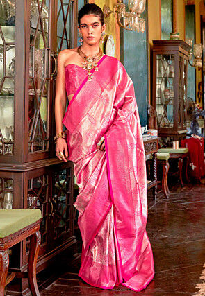 Woven Art Silk Saree in Fuchsia