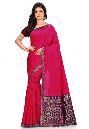 Woven Art Silk Saree in Fuchsia