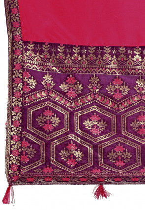 Woven Art Silk Saree in Fuchsia