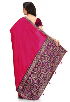 Woven Art Silk Saree in Fuchsia