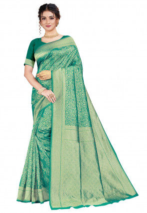 Woven Art Silk Saree in Green