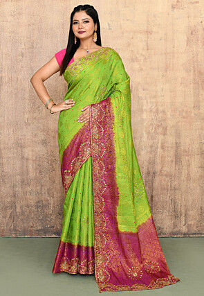 Woven Art Silk Saree in Green