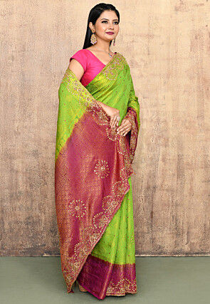 Woven Art Silk Saree in Green