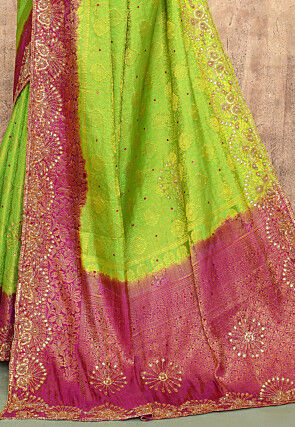 Woven Art Silk Saree in Green