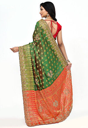 Woven Art Silk Saree in Green