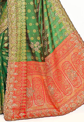 Woven Art Silk Saree in Green