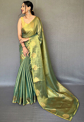 Woven Art Silk Saree in Green