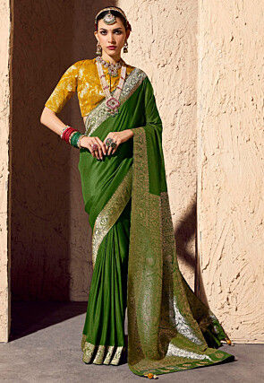 Woven Art Silk Saree in Green