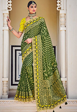 Woven Art Silk Saree in Green