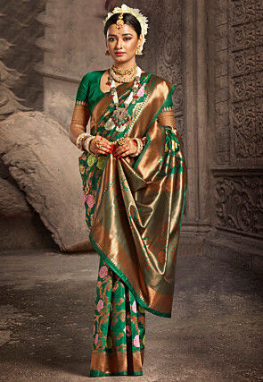 Woven Art Silk Saree in Green