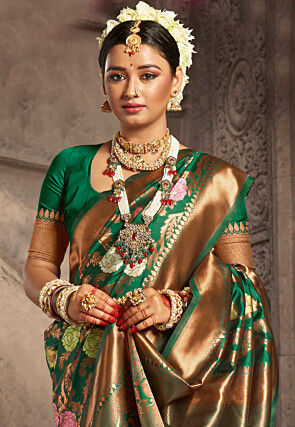 Woven Art Silk Saree in Green