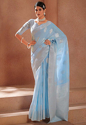 Woven Art Silk Saree in Light Blue