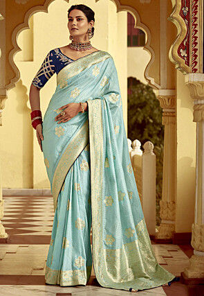Woven Art Silk Saree in Light Blue