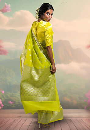 Woven Art Silk Saree in Light Green