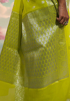 Woven Art Silk Saree in Light Green