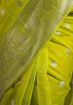 Woven Art Silk Saree in Light Green