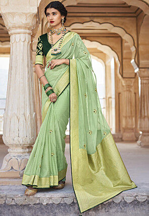 Buy Party Wear Light Green Paithani Work Silk Saree Online From Surat  Wholesale Shop.