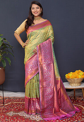 Woven Art Silk Saree in Light Green