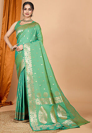 Woven Art Silk Saree in Light Green