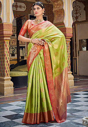 Light Green Paithani Silk Saree | Leemboodi