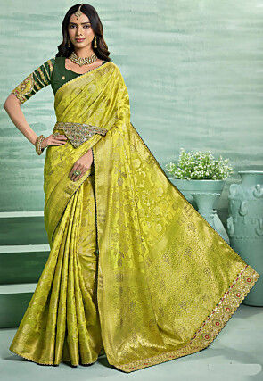 Woven Art Silk Saree in Light Green