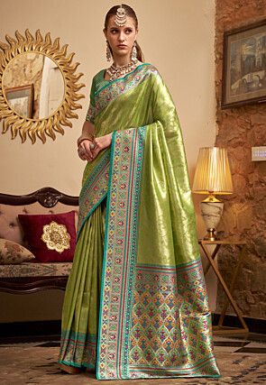 Woven Art Silk Saree in Light Green