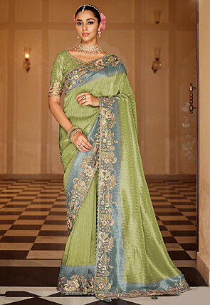 Woven Art Silk Saree in Light Green