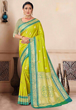Woven Art Silk Saree in Light Green