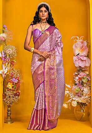 Woven Art Silk Saree in Light Purple