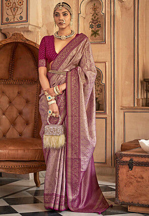 Woven Art Silk Saree in Light purple