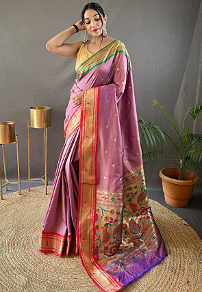 Woven Art Silk Saree in Light Purple
