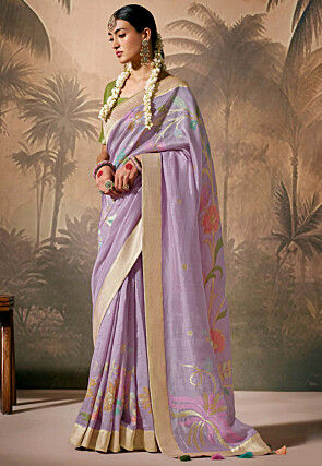 Woven Art Silk Saree in Light Purple