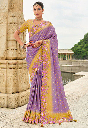 Woven Art Silk Saree in Light Purple