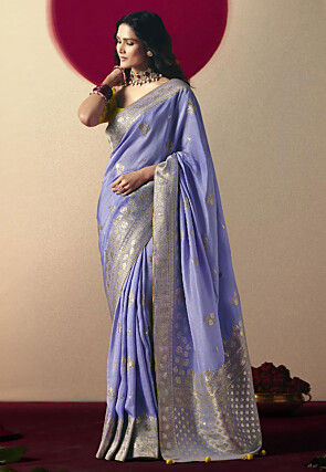 Woven Art Silk Saree in Light Purple