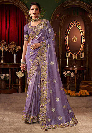 Woven Art Silk Saree in Light Purple