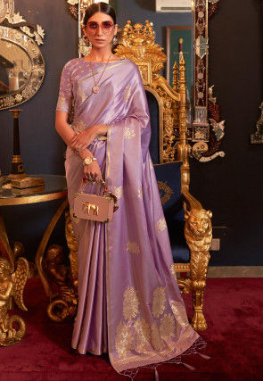 Woven Art Silk Saree in Light Purple