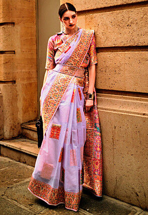 Woven Art Silk Saree in Light Purple