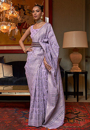 Woven Art Silk Saree in Light Purple