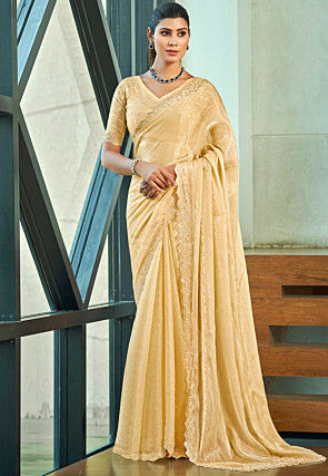 Woven Art Silk Saree in Light Yellow