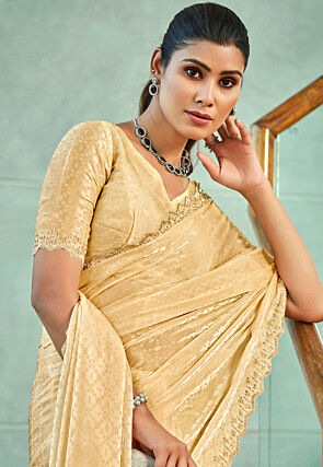 Woven Art Silk Saree in Light Yellow