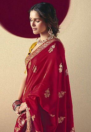 Woven Art Silk Saree in Maroon