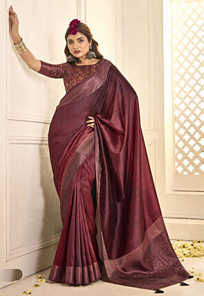 Woven Art Silk Saree in Maroon