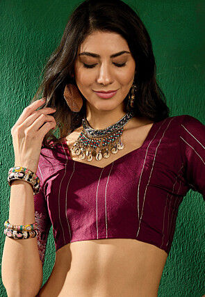 Woven Art Silk Saree in Maroon