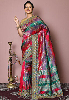 Woven Art Silk Saree in Multicolor