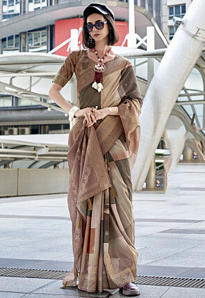 Woven Art Silk Saree in Multicolor