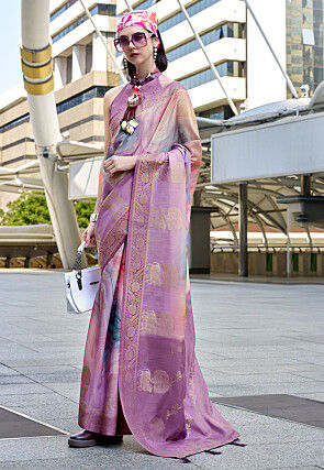 Woven Art Silk Saree in Multicolor