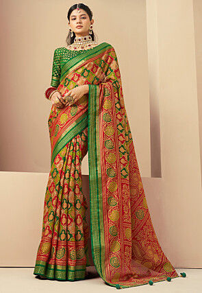 Woven Art Silk Saree in Multicolor