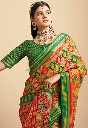 Woven Art Silk Saree in Multicolor