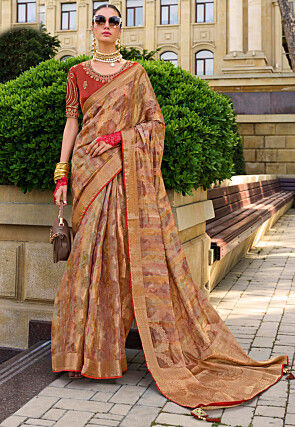 Woven Art Silk Saree in Multicolor