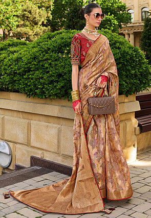 Woven Art Silk Saree in Multicolor